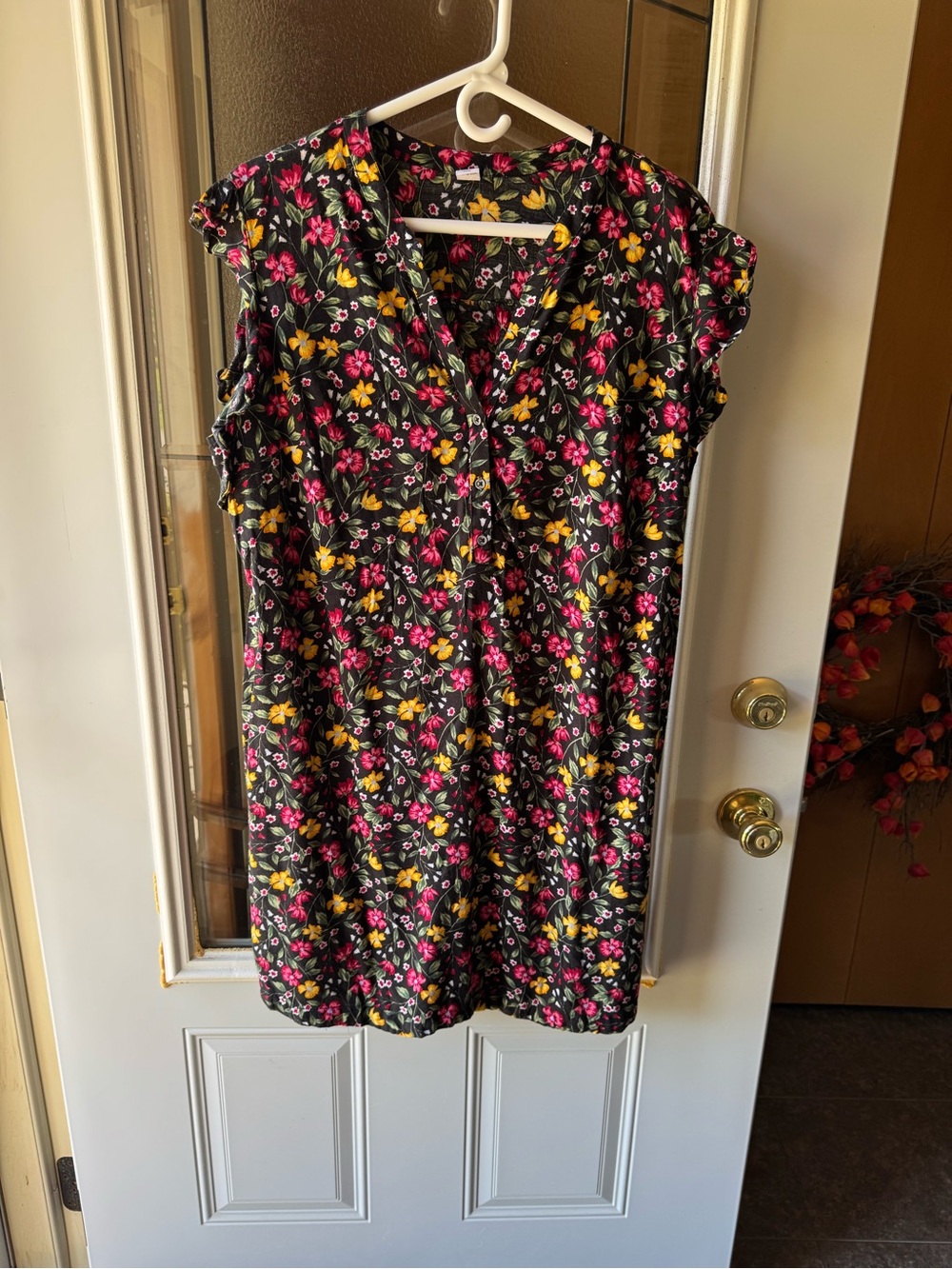 Black Floral V-Neck Sleeveless Dress Old Navy